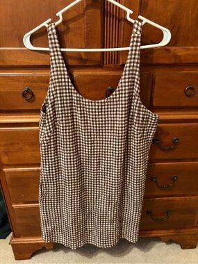 Brown seersucker Gingham Tank Dress skort!
